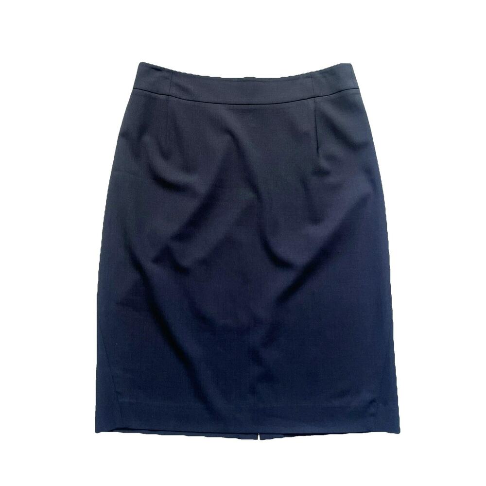 Theory Wool Blend Pencil Skirt Women 8 Blue Joanie Back Zip Unlined Classic Work